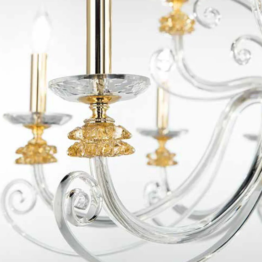 Viadurini Lighting Klassische Kronleuchter-Kronleuchter mit 12 Lichtern aus mundgeblasenem Glas und klassischem Luxuskristall - Cassea