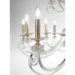 Viadurini Lighting Klassische Kronleuchter-Kronleuchter mit 12 Lichtern aus mundgeblasenem Glas und klassischem Luxuskristall - Cassea