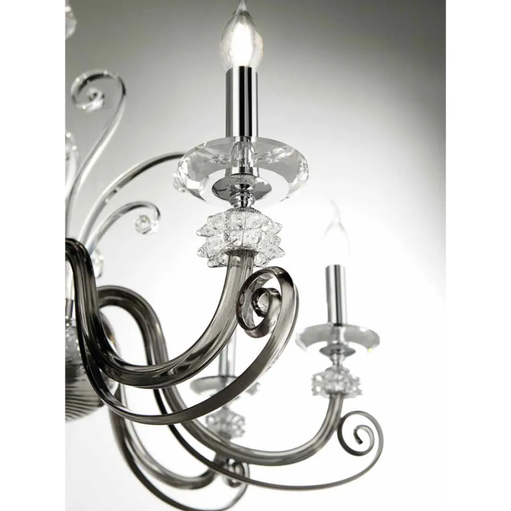 Viadurini Lighting Klassische Kronleuchter-Kronleuchter mit 12 Lichtern aus mundgeblasenem Glas und klassischem Luxuskristall - Cassea