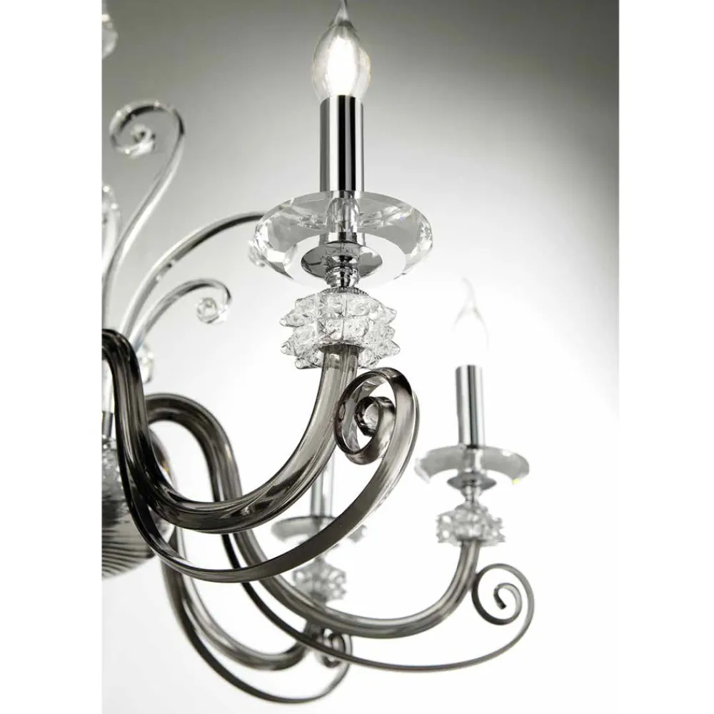 Viadurini Lighting Klassische Kronleuchter-Kronleuchter mit 8 Lichtern aus mundgeblasenem Glas und klassischem Luxuskristall - Cassea