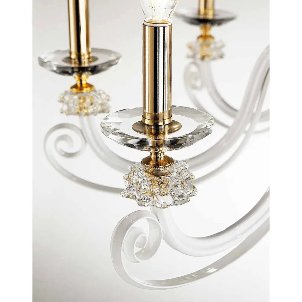 Viadurini Lighting Klassische Kronleuchter-Kronleuchter mit 8 Lichtern aus mundgeblasenem Glas und klassischem Luxuskristall - Cassea