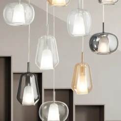 Viadurini Lighting Moderne Kronleuchter-Kronleuchter mit 12 Lichtern aus Glas und transparentem Draht Made in Italy - Trilly