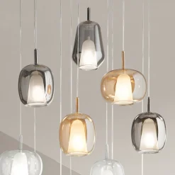 Viadurini Lighting Moderne Kronleuchter-Kronleuchter mit 12 Lichtern aus Glas und transparentem Draht Made in Italy - Trilly