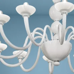 Viadurini Lighting Klassische Kronleuchter-Kronleuchter mit 12 Lichtern aus venezianischem Glas und Metall Made in Italy - Foscarino