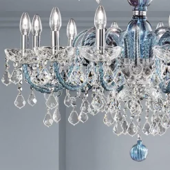 Viadurini Lighting Klassische Kronleuchter-Kronleuchter mit 18 Lichtern aus venezianischem Glas und Metall im klassischen Florentiner Stil