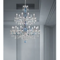 Viadurini Lighting Klassische Kronleuchter-Kronleuchter mit 18 Lichtern aus venezianischem Glas und Metall im klassischen Florentiner Stil