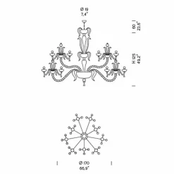 Viadurini Lighting Klassische Kronleuchter-Kronleuchter mit 27 Lichtern aus weißem Venedig Glas, handgefertigt in Italien - Regina