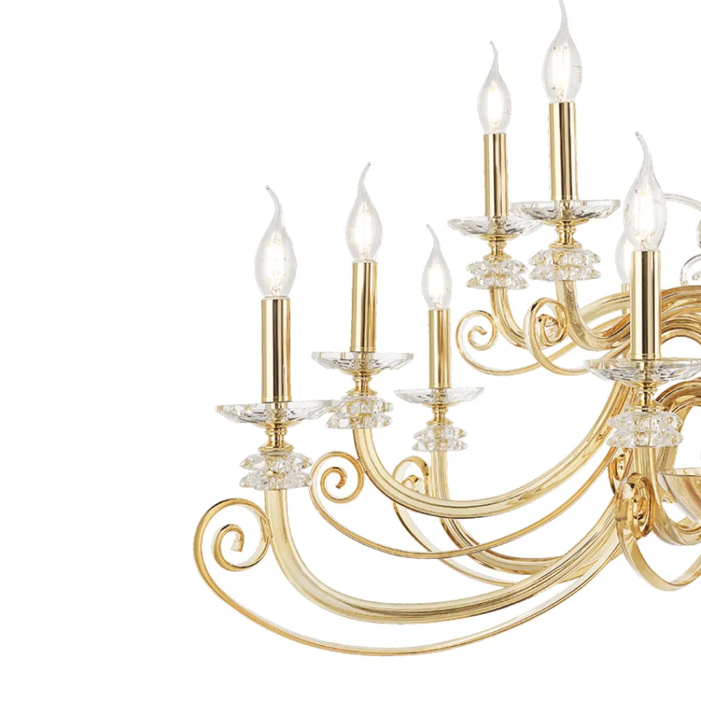 Viadurini Lighting Klassische Kronleuchter-Kronleuchter mit 24 Lichtern aus mundgeblasenem Glas und klassischem Luxuskristall - Cassea