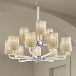 Viadurini Lighting Moderne Kronleuchter-Kronleuchter mit 12 Lichtern aus venezianischem Glas und Metall Made in Italy - Graham