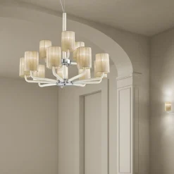 Viadurini Lighting Moderne Kronleuchter-Kronleuchter mit 12 Lichtern aus venezianischem Glas und Metall Made in Italy - Graham