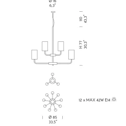 Viadurini Lighting Moderne Kronleuchter-Kronleuchter mit 12 Lichtern aus venezianischem Glas und Metall Made in Italy - Graham