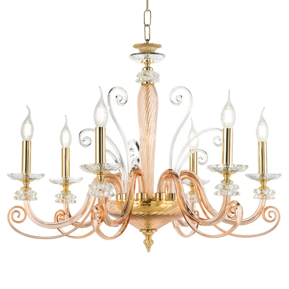 Viadurini Lighting Klassische Kronleuchter-Kronleuchter mit 6 Lichtern aus mundgeblasenem Glas und klassischem Luxuskristall - Cassea