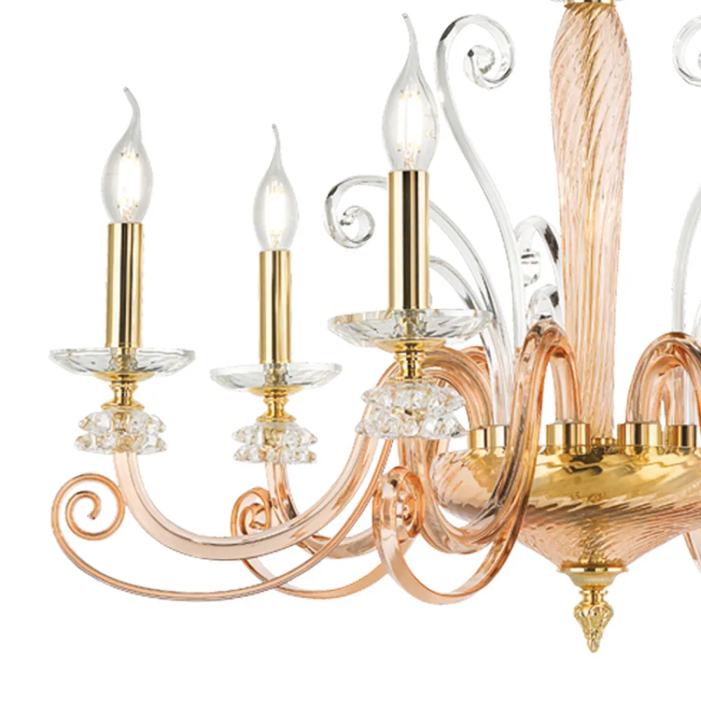 Viadurini Lighting Klassische Kronleuchter-Kronleuchter mit 6 Lichtern aus mundgeblasenem Glas und klassischem Luxuskristall - Cassea