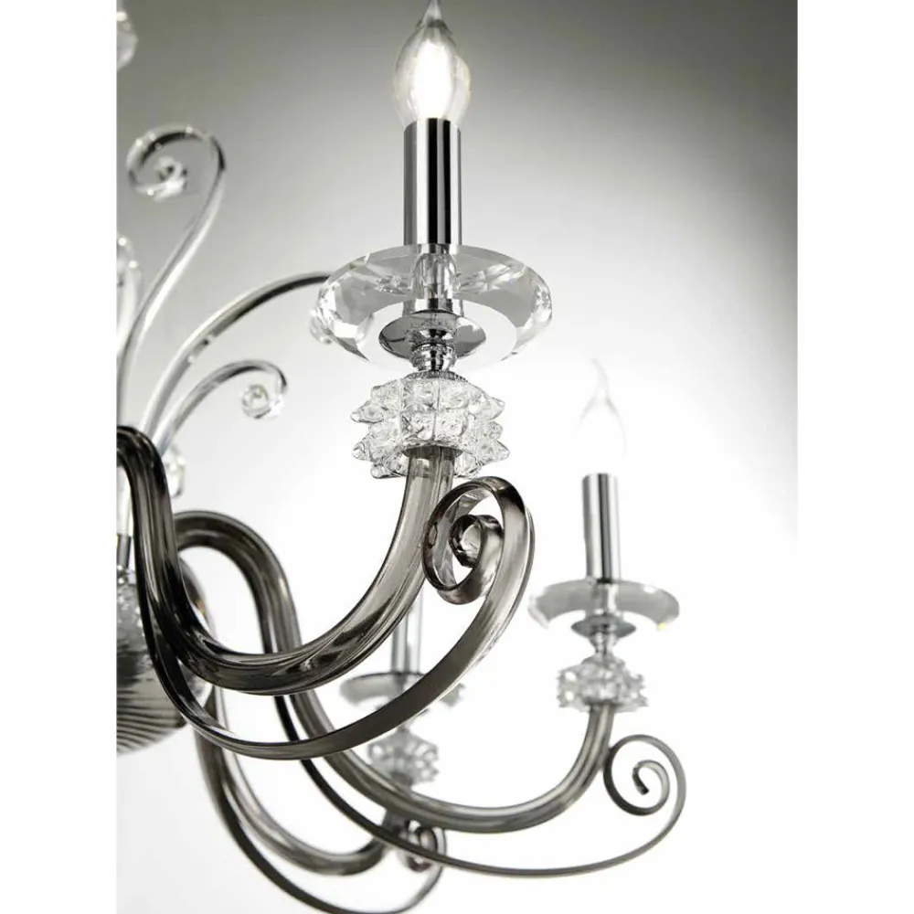 Viadurini Lighting Klassische Kronleuchter-Kronleuchter mit 6 Lichtern aus mundgeblasenem Glas und klassischem Luxuskristall - Cassea