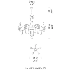 Viadurini Lighting Klassische Kronleuchter-Kronleuchter mit 5 Lichtern aus venezianischem Glas und Metall im klassischen Florentiner Stil