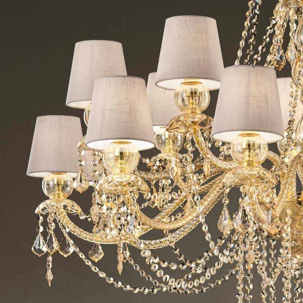 Viadurini Lighting Klassische Kronleuchter-Kronleuchter mit 16 Lichtern Handgefertigt aus Venedig Glas, Made in Italy - Milagros