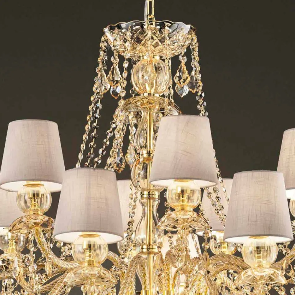 Viadurini Lighting Klassische Kronleuchter-Kronleuchter mit 16 Lichtern Handgefertigt aus Venedig Glas, Made in Italy - Milagros