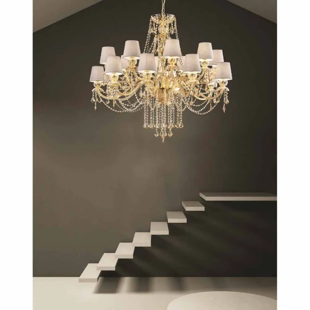 Viadurini Lighting Klassische Kronleuchter-Kronleuchter mit 16 Lichtern Handgefertigt aus Venedig Glas, Made in Italy - Milagros