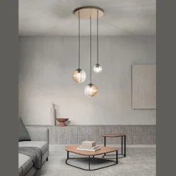 Viadurini Lighting Moderne Kronleuchter-Kronleuchter mit 3 Lichtern aus mundgeblasenem Glas in Form einer Kugel Made in Italy - Prilla