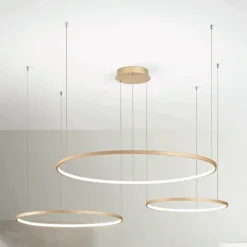 Viadurini Lighting Moderne Kronleuchter-Kronleuchter mit 2 oder 3 horizontalen runden LED-Leuchten aus lackiertem Metall – Maulbeere