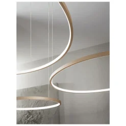 Viadurini Lighting Moderne Kronleuchter-Kronleuchter mit 2 oder 3 horizontalen runden LED-Leuchten aus lackiertem Metall – Maulbeere