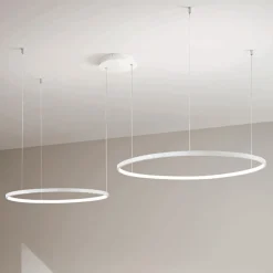 Viadurini Lighting Moderne Kronleuchter-Kronleuchter mit 2 oder 3 horizontalen runden LED-Leuchten aus lackiertem Metall – Maulbeere