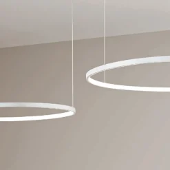 Viadurini Lighting Moderne Kronleuchter-Kronleuchter mit 2 oder 3 horizontalen runden LED-Leuchten aus lackiertem Metall – Maulbeere