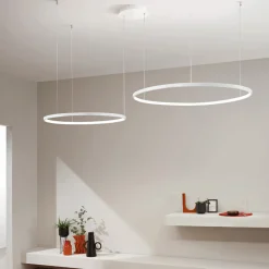 Viadurini Lighting Moderne Kronleuchter-Kronleuchter mit 2 oder 3 horizontalen runden LED-Leuchten aus lackiertem Metall – Maulbeere