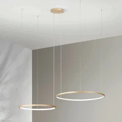 Viadurini Lighting Moderne Kronleuchter-Kronleuchter mit 2 oder 3 horizontalen runden LED-Leuchten aus lackiertem Metall – Maulbeere