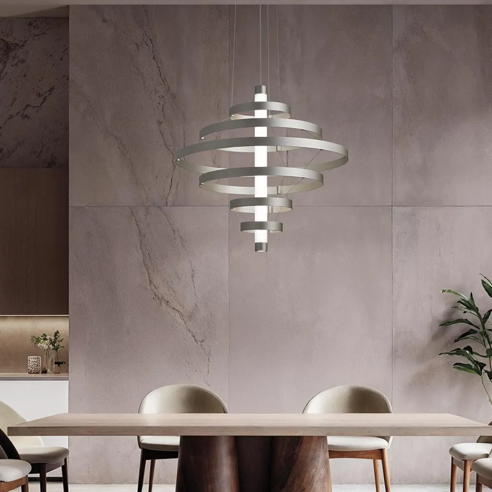 Viadurini Lighting Moderne Kronleuchter-Kronleuchter mit Glaskörper und 6 Aluminiumkreisen - Clara