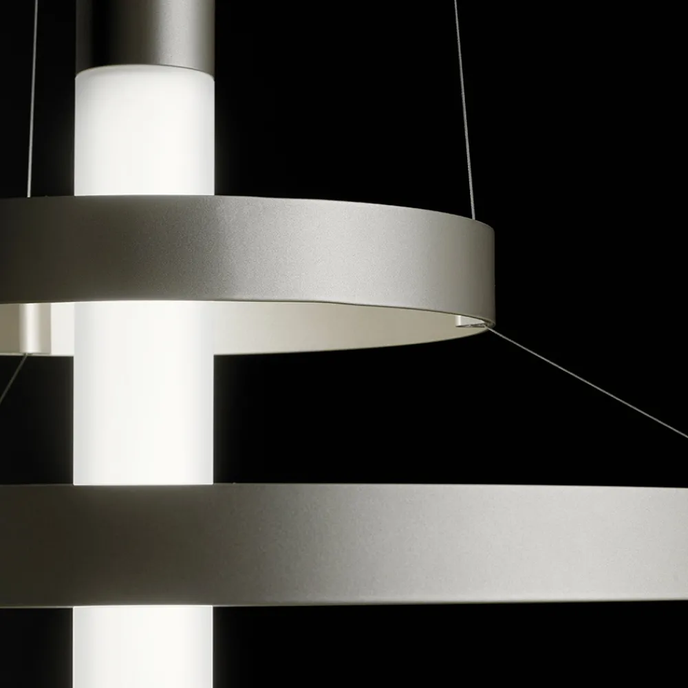 Viadurini Lighting Moderne Kronleuchter-Kronleuchter mit Glaskörper und 6 Aluminiumkreisen - Clara