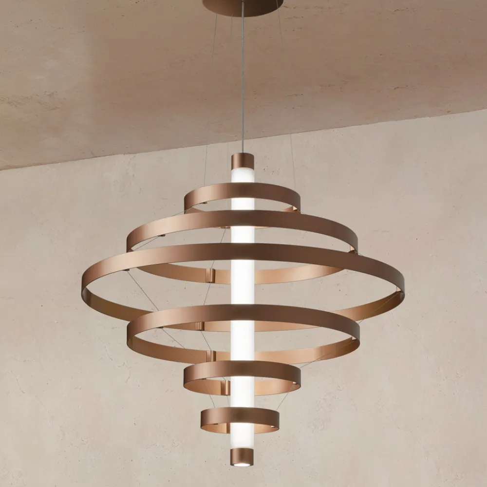 Viadurini Lighting Moderne Kronleuchter-Kronleuchter mit Glaskörper und 6 Aluminiumkreisen - Clara