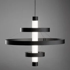 Viadurini Lighting Moderne Kronleuchter-Kronleuchter mit Glaskörper und 3 Aluminiumkreisen - Clara