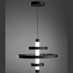 Viadurini Lighting Moderne Kronleuchter-Kronleuchter mit Glaskörper und 3 Aluminiumkreisen - Clara