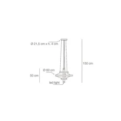 Viadurini Lighting Moderne Kronleuchter-Kronleuchter mit Glaskörper und 3 Aluminiumkreisen - Clara