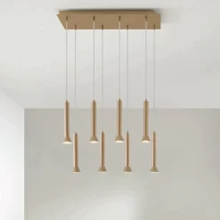 Viadurini Lighting Moderne Kronleuchter-Kronleuchter mit goldlackiertem Metallrahmen und verstellbaren Kabeln – Birke