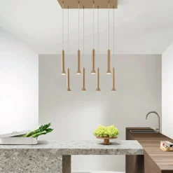 Viadurini Lighting Moderne Kronleuchter-Kronleuchter mit goldlackiertem Metallrahmen und verstellbaren Kabeln – Birke