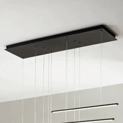 Viadurini Lighting Moderne Kronleuchter-Kronleuchter mit horizontalen LED-Leuchten aus Metall und verstellbaren Kabeln – Orange