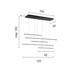 Viadurini Lighting Moderne Kronleuchter-Kronleuchter mit horizontalen LED-Leuchten aus Metall und verstellbaren Kabeln – Orange