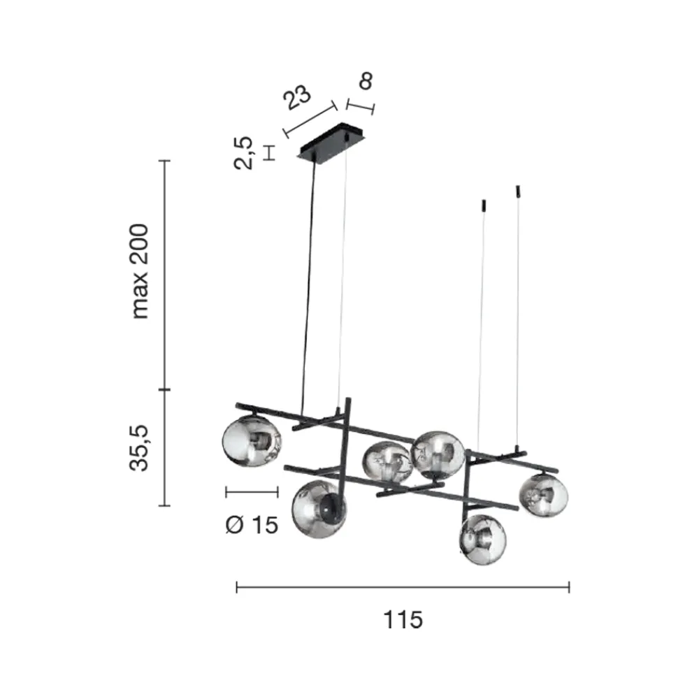 Viadurini Lighting Moderne Kronleuchter-Kronleuchter mit LED aus goldlackiertem Metall und geblasenem Glas - Ailanto