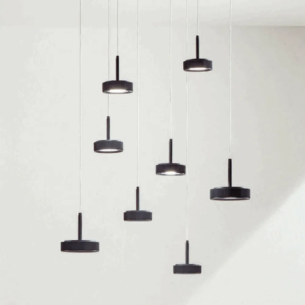 Viadurini Lighting Moderne Kronleuchter-Kronleuchter mit rundem Sockel aus schwarz lackiertem Metall und LED-Licht – Hainbuche