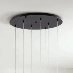 Viadurini Lighting Moderne Kronleuchter-Kronleuchter mit rundem Sockel aus schwarz lackiertem Metall und LED-Licht – Hainbuche