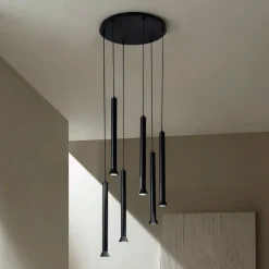 Viadurini Lighting Moderne Kronleuchter-Kronleuchter mit schwarz lackiertem Metallrahmen und verstellbaren Kabeln – Birke