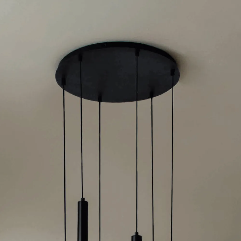 Viadurini Lighting Moderne Kronleuchter-Kronleuchter mit schwarz lackiertem Metallrahmen und verstellbaren Kabeln – Birke