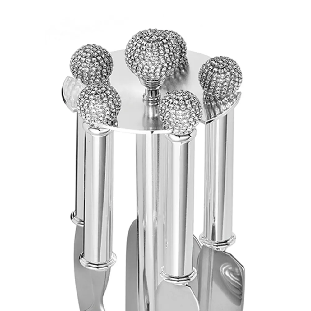 Viadurini Decor Käsemesser-Käsemesser aus Silbermetall mit Kristallen 5 Stück - Marfio