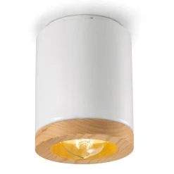 Ferroluce Deckenleuchte Industrial-Kunsthandwerkliche Deckenlampe aus Holz und Keramik im nordischen Stil - Nateca