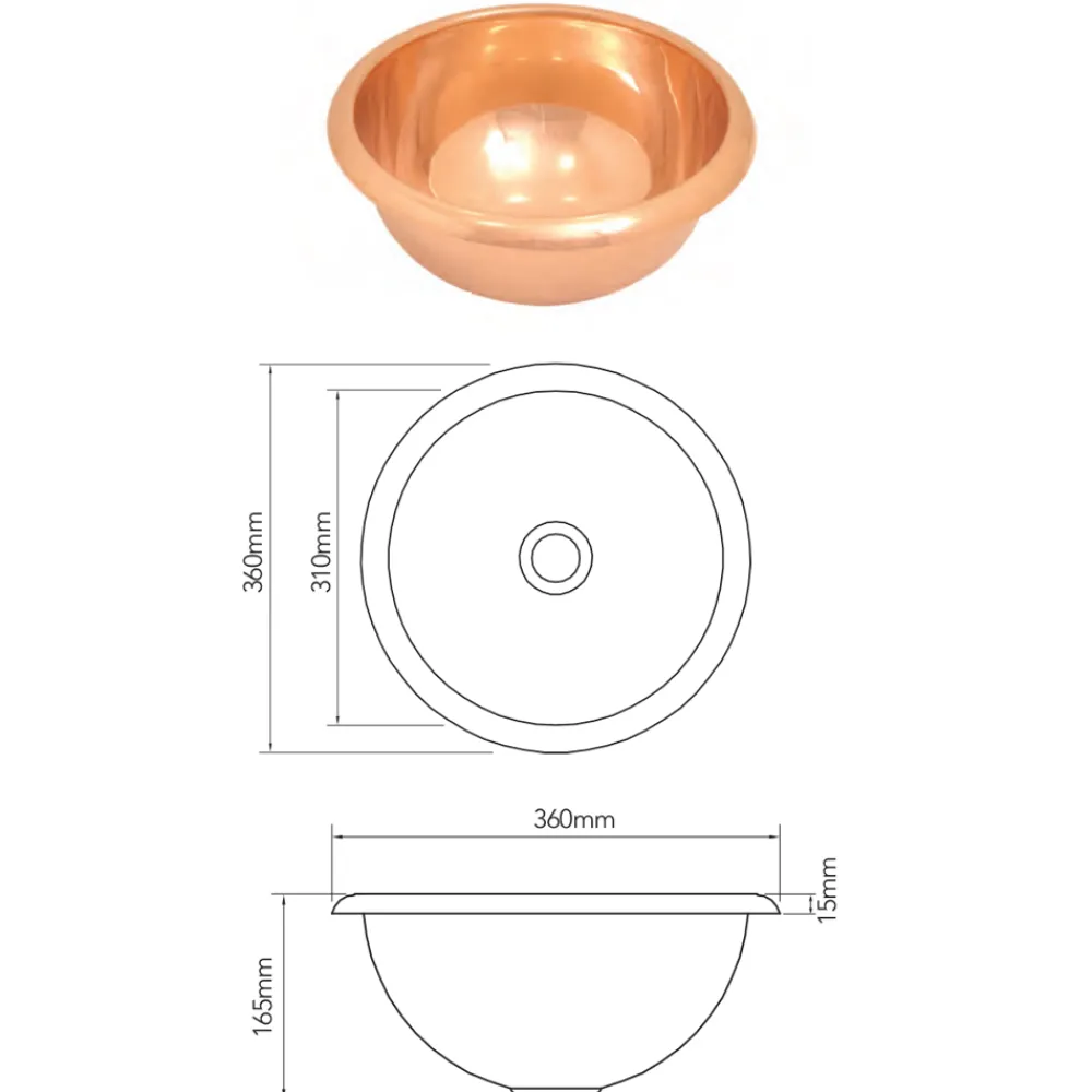 Viadurini Bathroom Kupferwaschbecken-Kupfer Aufsatzwaschbecken rund handgemacht Alba