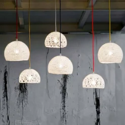 In-es.artdesign Klassische Pendelleuchten-Lampe aus Baumwolle und Viskose aufgehängt Moderne Textur