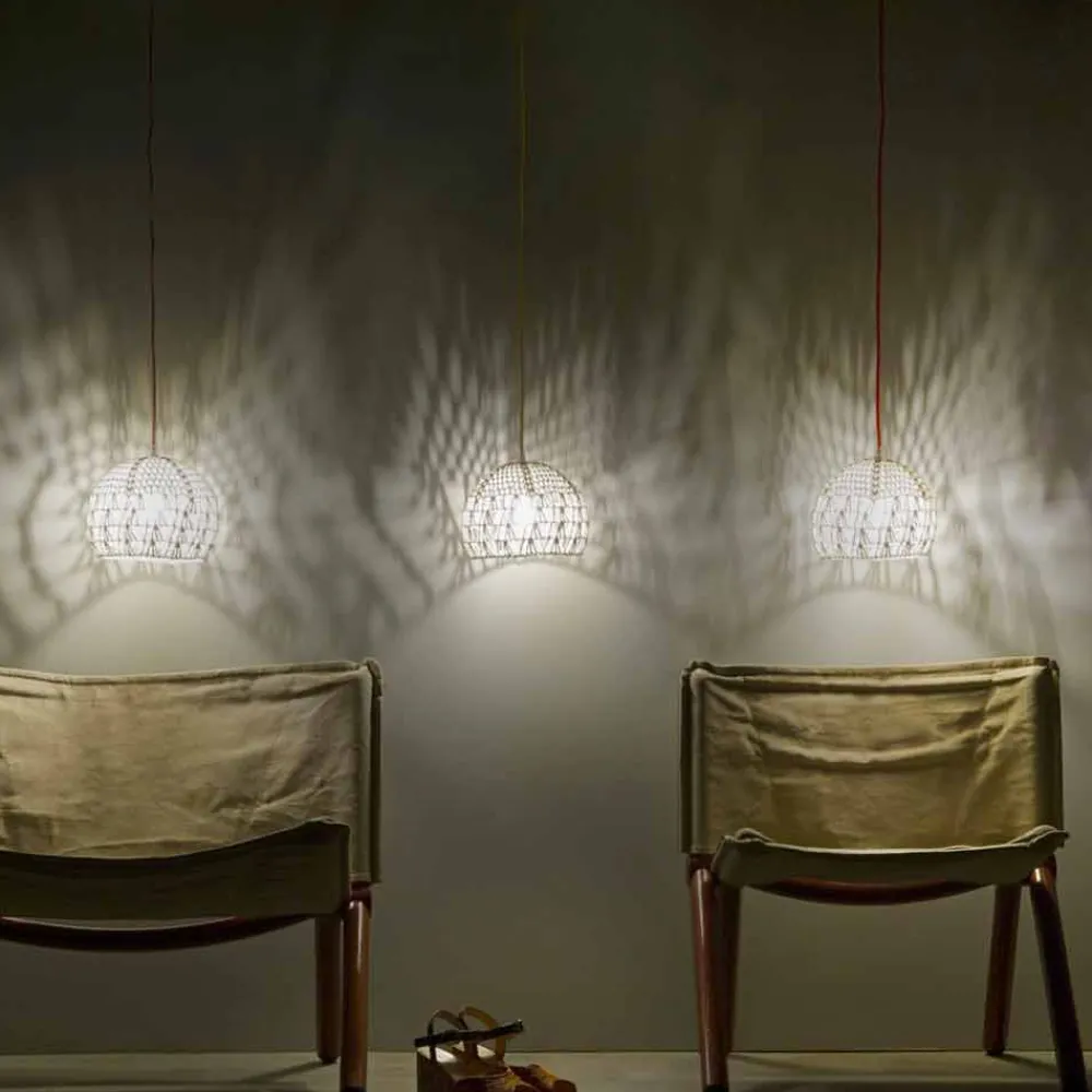 In-es.artdesign Klassische Pendelleuchten-Lampe aus Baumwolle und Viskose aufgehängt Moderne Textur