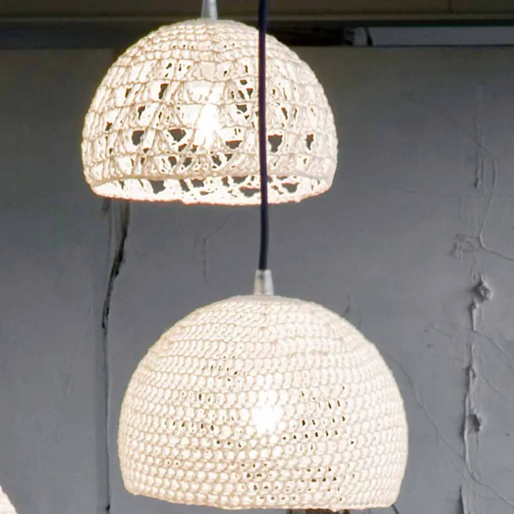 In-es.artdesign Klassische Pendelleuchten-Lampe aus Baumwolle und Viskose aufgehängt Moderne Textur